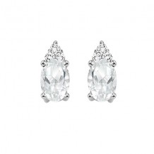 Gems One 10Kt White Gold Diamond (1/20Ctw) & White Topaz (5/8 Ctw) Earring