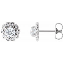 14K White 5/8 CTW Diamond Halo-Style Earrings