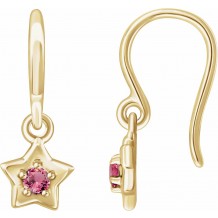 14K Yellow 3 mm Round October Youth Star Birthstone Earrings