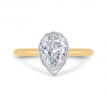 Shah Luxury 18K Two-Tone Gold Pear Diamond Halo Engagement Ring (Semi-Mount)