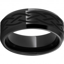 Black Diamond Ceramic Beveled Edge Band with Braid Laser Engraving