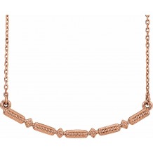 14K Rose Beaded Bar 16-18 Necklace