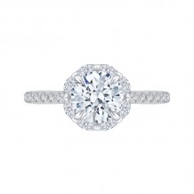Shah Luxury 14K White Gold Round Cut Diamond Halo Engagement Ring (Semi-Mount)