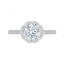 Shah Luxury 14K White Gold Round Cut Diamond Halo Engagement Ring (Semi-Mount)