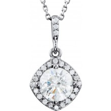 14K White 1 CTW Diamond Halo-Style 18 Necklace