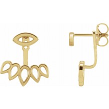 14K Yellow Geometric Ear Jacket Stud Earrings