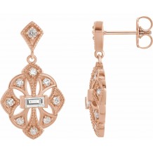 14K Rose 3/8 CTW Diamond Vintage-Inspired Earrings