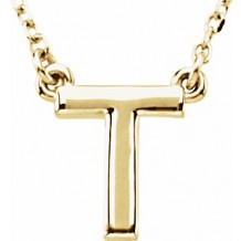 14K Yellow Block Initial T 16 Necklace