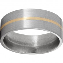 Titanium Flat Band with a 1mm 14K Yellow Gold Inlay and Satin Finish