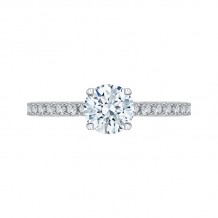 Shah Luxury 14K White Gold Round Diamond Engagement Ring (Semi-Mount)