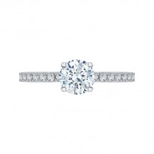 Shah Luxury 14K White Gold Round Diamond Engagement Ring (Semi-Mount)