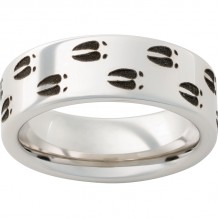 Serinium Pipe Cut Band with Deer Tracks Laser Engraving