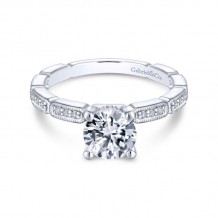 Gabriel & Co. 14k White Gold Victorian Straight Engagement Ring