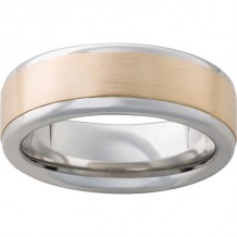 Serinium Pipe Cut Band with a 5mm 14K Yellow Gold Inlay and Satin Finish