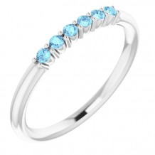 14K White Aquamarine Stackable Ring