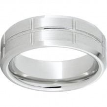 Serinium Beveled Edge Band with Rectangular Grooves and Satin Finish