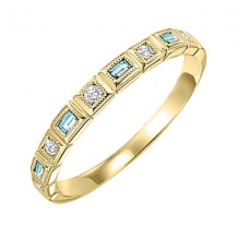 Gems One 14Kt Yellow Gold Diamond (1/10Ctw) & Blue Topaz (1/6 Ctw) Ring