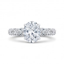 Shah Luxury 14K White Gold Oval Diamond Engagement Ring (Semi-Mount)