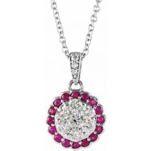 14K White Ruby & 1/3 CTW Diamond Necklace