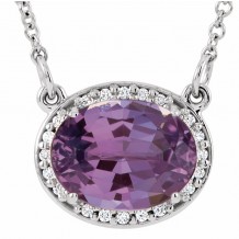 14K White Amethyst & .05 CTW Diamond 16.5 Necklace