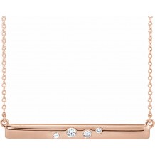 14K Rose 1/10 CTW Diamond Bar 16-18 Necklace