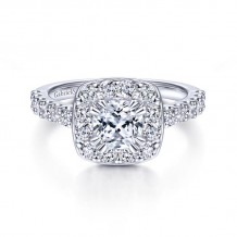 Gabriel & Co. 14k White Gold Contemporary Halo Engagement Ring