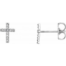 14K White .05 CTW Diamond Cross Earrings