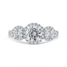 Shah Luxury 14K White Gold Round Diamond Three Halo Engagement Ring with Round Shank (Semi-Mount)