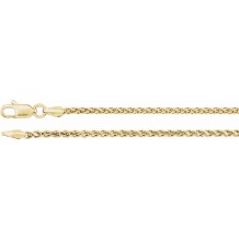 14K Yellow 2 mm Diamond Cut Wheat 7 Chain