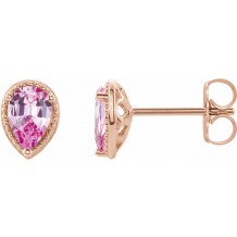 14K Rose Pink Sapphire Earrings
