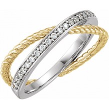 14K Yellow/White 1/5 CTW Diamond Criss-Cross Rope Ring