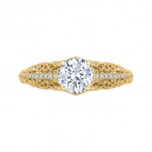 Shah Luxury 14K Yellow Gold Round Diamond Engagement Ring (Semi-Mount)