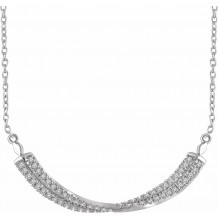 14K White 1/4 CTW Diamond Twisted Bar 16-18 Necklace