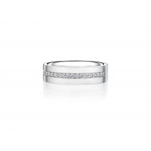 Henri Daussi 6mm Men's Wedding Band  Platinum White 0.31 Ctw.