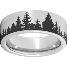 Serinium Pipe Cut Band with Pine Trees Laser Engraving