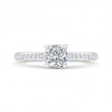 Shah Luxury 14K White Gold Cushion Cut Diamond Solitaire Plus Engagement Ring (Semi-Mount)