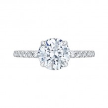 Shah Luxury Round Diamond Engagement Ring In 14K White Gold (Semi-Mount)