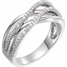 14K White .06 CTW Diamond Criss-Cross Ring