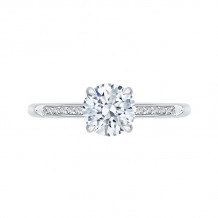 Shah Luxury 14K White Gold Round Diamond Cathedral Style Engagement Ring (Semi-Mount)