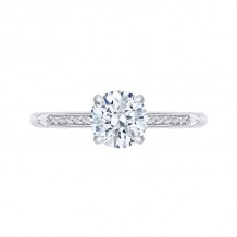 Shah Luxury 14K White Gold Round Diamond Cathedral Style Engagement Ring (Semi-Mount)