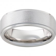 Serinium Flat Band with Grooved Edges and Stone Finish