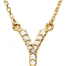 14K Yellow Initial Y .08 CTW Diamond 16 Necklace