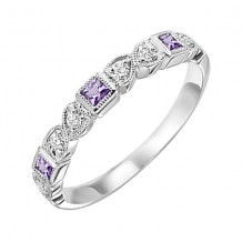 Gems One 10Kt White Gold Diamond (1/10Ctw) & Amethyst (1/5 Ctw) Ring