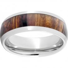 Serinium Domed Band with Exotic Red Mallee Wood Inlay