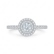 Shah Luxury 18k White Gold  Diamond Promezza Engagement Ring With Round Center