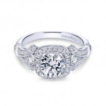 Gabriel & Co. 14k White Gold Victorian Vintage Engagement Ring