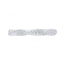 Shah Luxury 14K White Gold Round Diamond Criss-Cross Half-Eternity Wedding Band