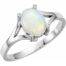 14K White Opal Ring