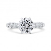 Shah Luxury Round Cut Diamond Engagement Ring In 14K White Gold (Semi-Mount)