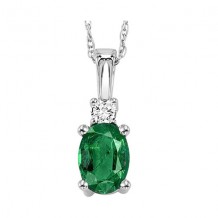 Gems One 14Kt White Gold Diamond (1/20Ctw) & Emerald (3/8 Ctw) Pendant